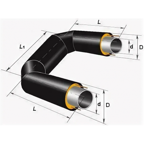 П-образный компенсатор ППУ ПЭ тип 1 Ст20 32х4х44х1000 мм ГОСТ 8732-78